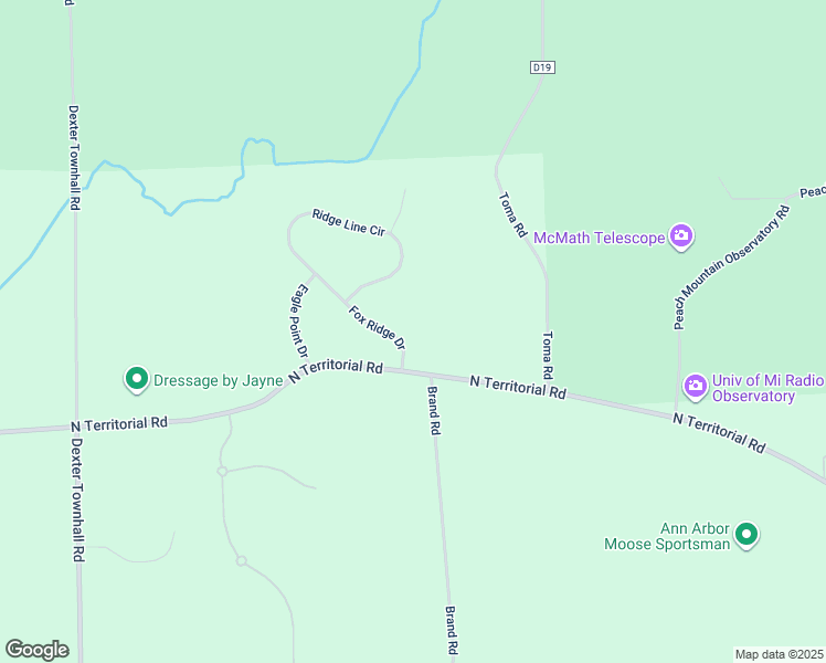 map of restaurants, bars, coffee shops, grocery stores, and more near 7024 Fox Ridge Drive in Dexter