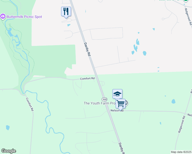map of restaurants, bars, coffee shops, grocery stores, and more near County Road 128 in Ithaca