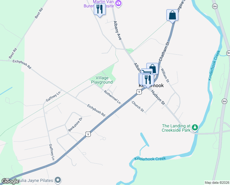 map of restaurants, bars, coffee shops, grocery stores, and more near 23 Rothermel Lane in Kinderhook