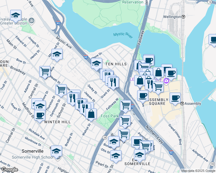 map of restaurants, bars, coffee shops, grocery stores, and more near in 