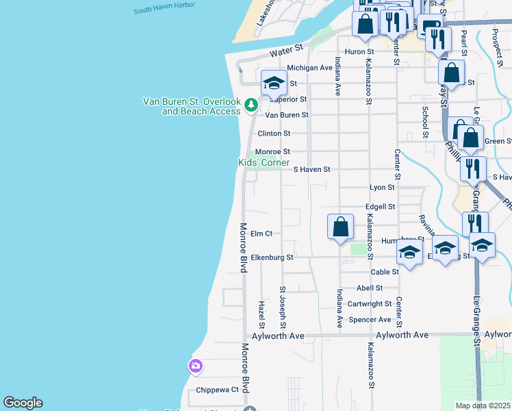 map of restaurants, bars, coffee shops, grocery stores, and more near 65 Gabriel Drive in South Haven