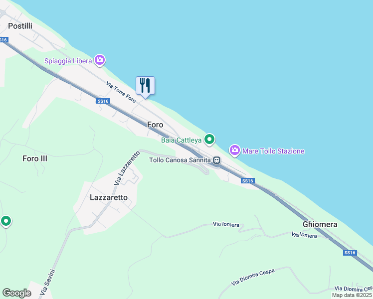 map of restaurants, bars, coffee shops, grocery stores, and more near 64 Via Adriatica Sud in Foro