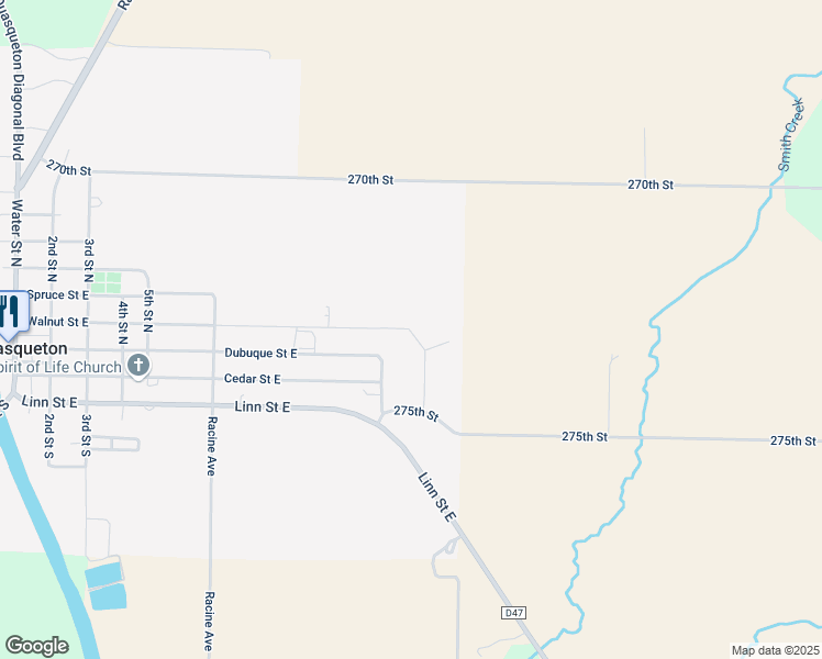 map of restaurants, bars, coffee shops, grocery stores, and more near 914 Walnut Street East in Quasqueton