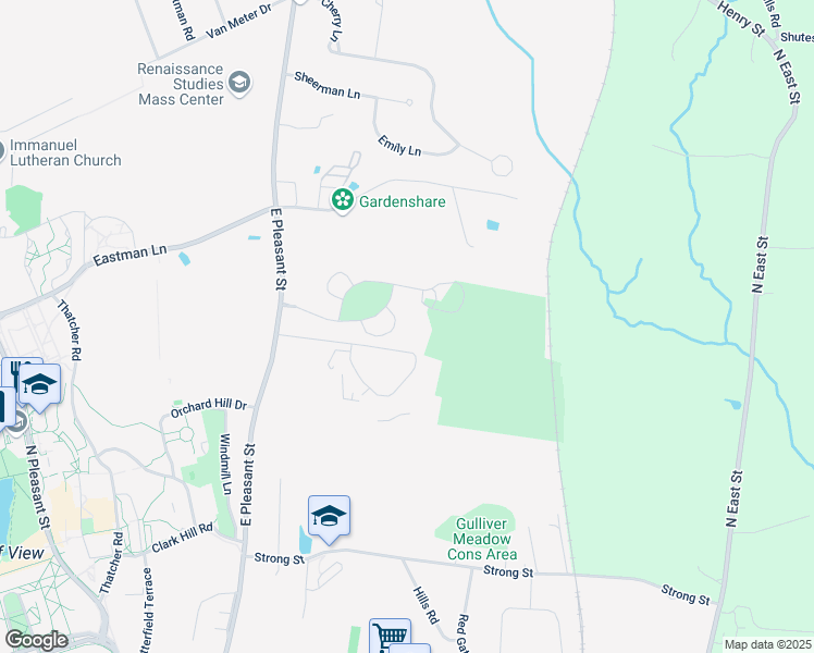 map of restaurants, bars, coffee shops, grocery stores, and more near 139-193 Village Park Road in Amherst