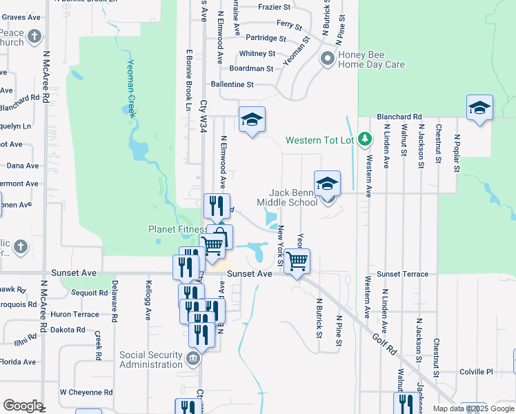 map of restaurants, bars, coffee shops, grocery stores, and more near 2330 Samson Way in Waukegan