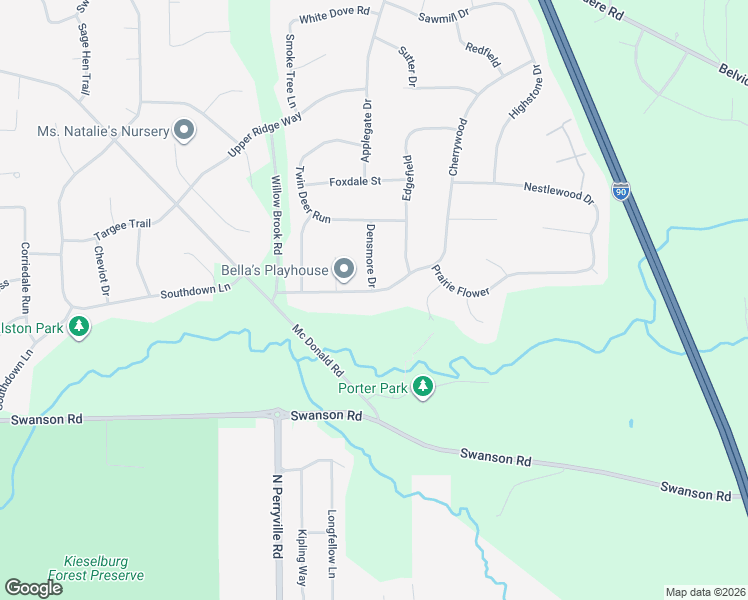 map of restaurants, bars, coffee shops, grocery stores, and more near 6457 Prairie Flower in Roscoe