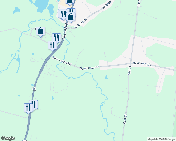 map of restaurants, bars, coffee shops, grocery stores, and more near 68 New Lenox Rd in Lenox