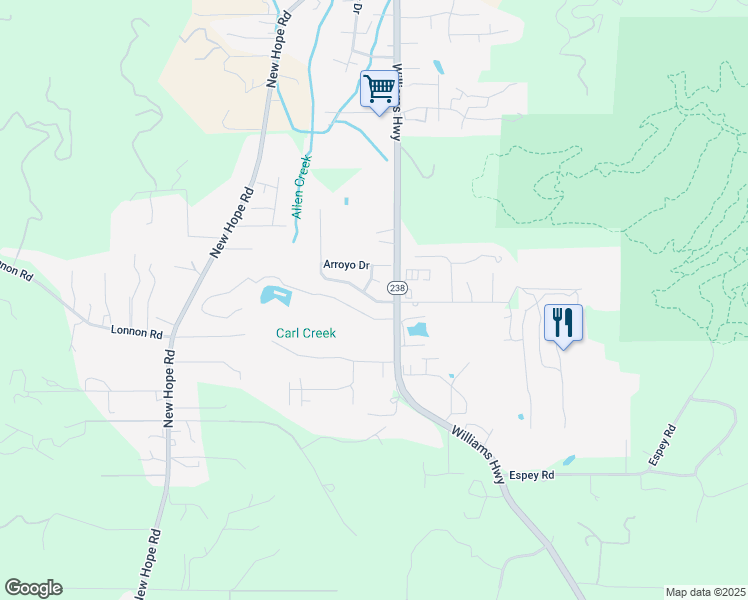 map of restaurants, bars, coffee shops, grocery stores, and more near 3343 Southwest Bennett Lane in Grants Pass