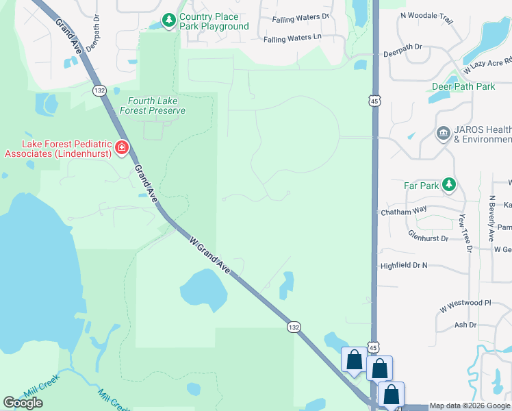 map of restaurants, bars, coffee shops, grocery stores, and more near 36700 U.S. 45 in Lake Villa