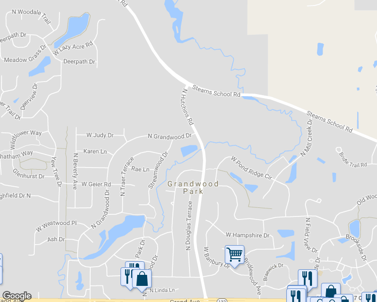 map of restaurants, bars, coffee shops, grocery stores, and more near 37389 North Grandwood Drive in Gurnee