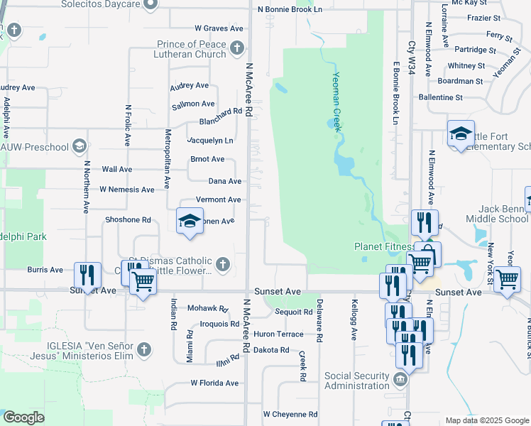 map of restaurants, bars, coffee shops, grocery stores, and more near 2403 North McAree Road in Waukegan