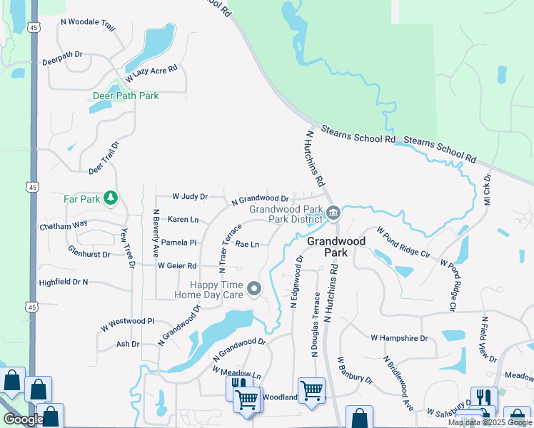 map of restaurants, bars, coffee shops, grocery stores, and more near 37275 North Grandwood Drive in Gurnee