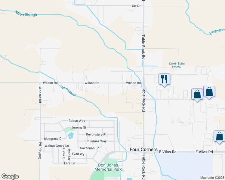 map of restaurants, bars, coffee shops, grocery stores, and more near 269 Wilson Road in Central Point