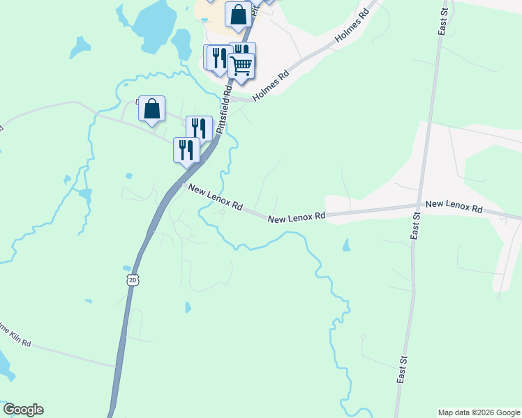map of restaurants, bars, coffee shops, grocery stores, and more near 51 E New Lenox Rd in Pittsfield