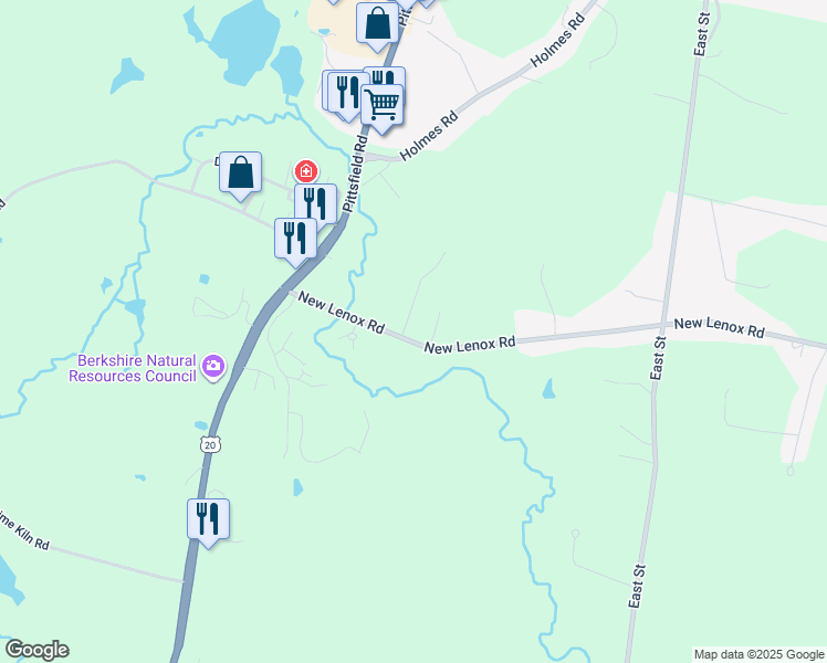 map of restaurants, bars, coffee shops, grocery stores, and more near 51 E New Lenox Rd in Pittsfield