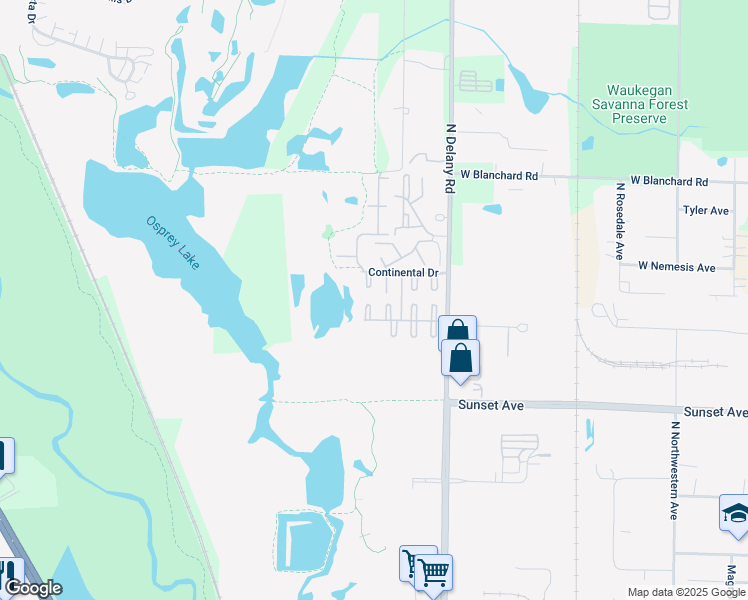 map of restaurants, bars, coffee shops, grocery stores, and more near 4226 Brentwood Ln in Waukegan