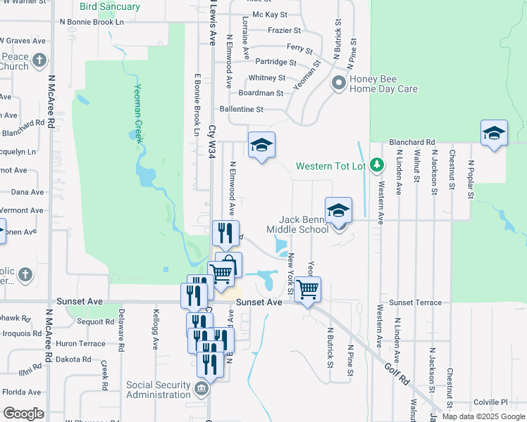 map of restaurants, bars, coffee shops, grocery stores, and more near 1681 Kayla Lane in Waukegan