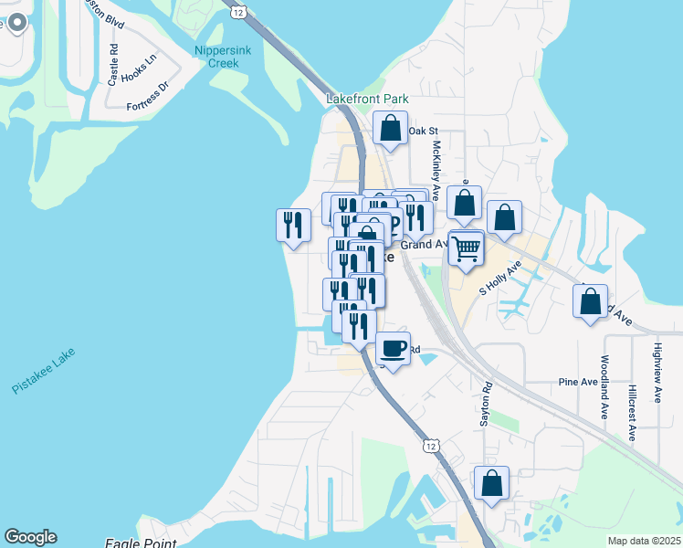 map of restaurants, bars, coffee shops, grocery stores, and more near 10 Skillen Lane in Fox Lake