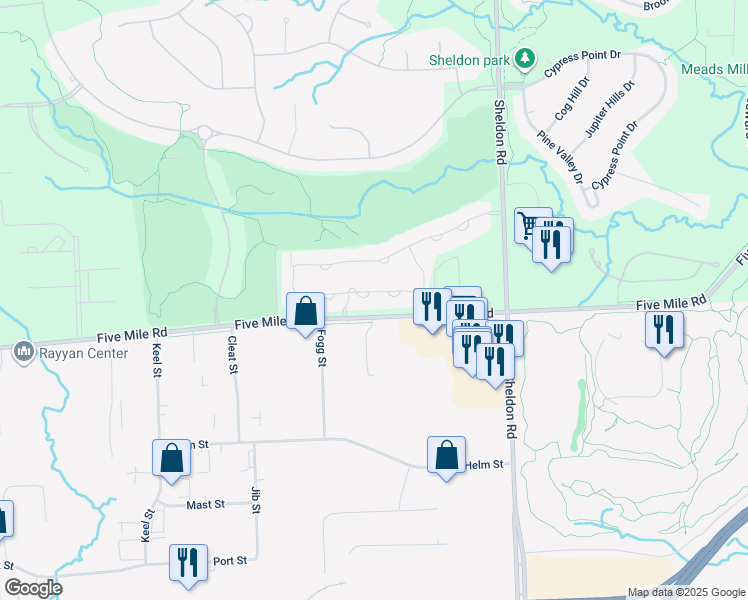 map of restaurants, bars, coffee shops, grocery stores, and more near 44891 Broadmoor Circle South in Northville