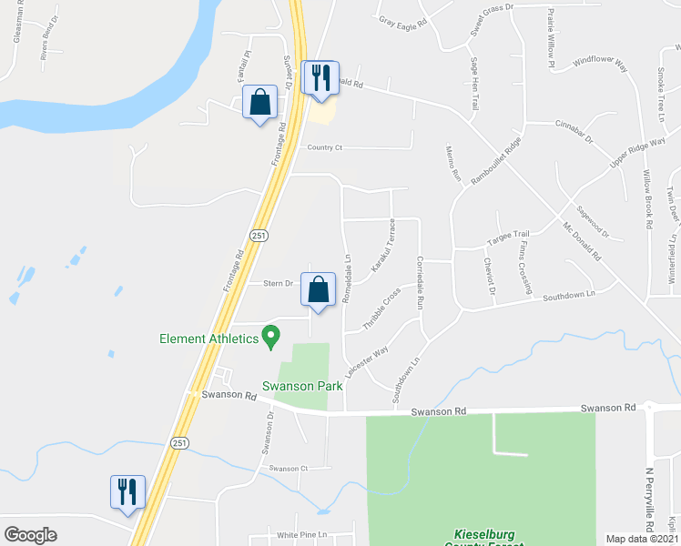 map of restaurants, bars, coffee shops, grocery stores, and more near 9334 Romeldale Lane in Roscoe
