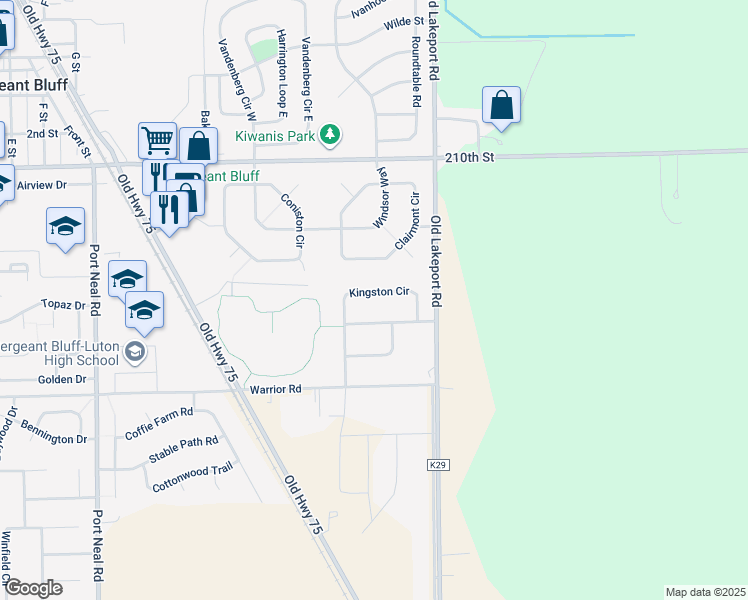 map of restaurants, bars, coffee shops, grocery stores, and more near 522 Kingston Circle in Sergeant Bluff