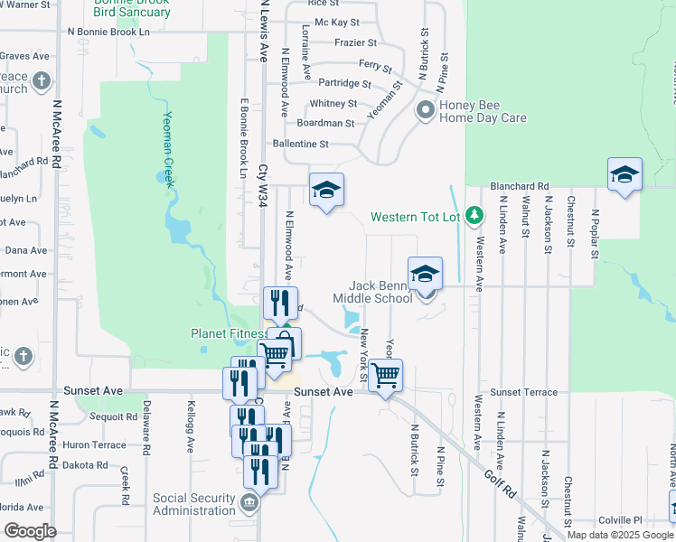 map of restaurants, bars, coffee shops, grocery stores, and more near 1681 Kayla Lane in Waukegan