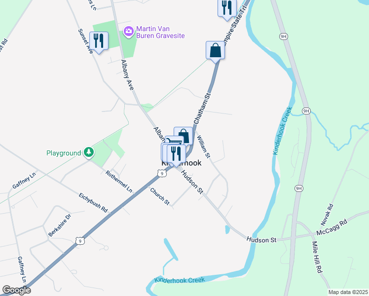 map of restaurants, bars, coffee shops, grocery stores, and more near in Kinderhook