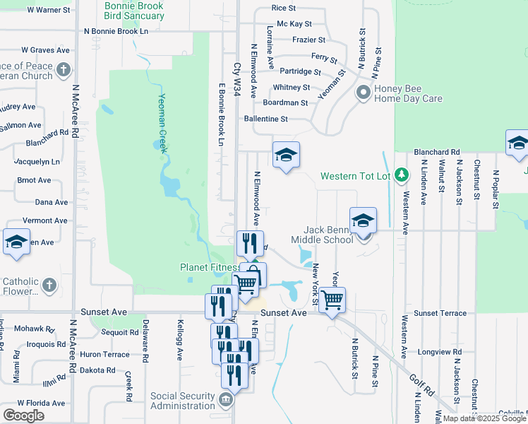 map of restaurants, bars, coffee shops, grocery stores, and more near 1731 Kayla Lane in Waukegan