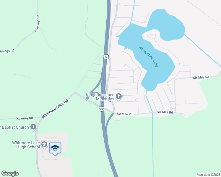 map of restaurants, bars, coffee shops, grocery stores, and more near 212 Glenmoor Drive in Whitmore Lake
