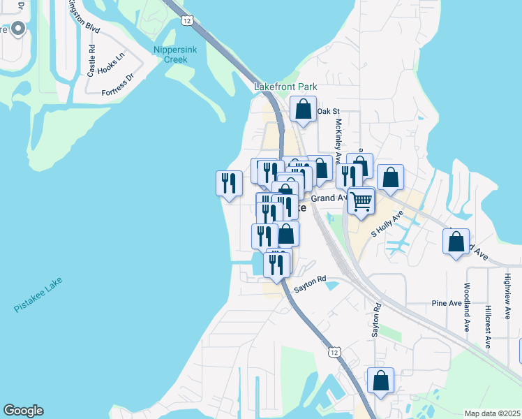 map of restaurants, bars, coffee shops, grocery stores, and more near 10 Skillen Lane in Fox Lake