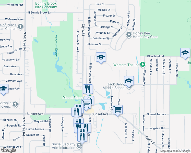 map of restaurants, bars, coffee shops, grocery stores, and more near 1661 Kayla Lane in Waukegan