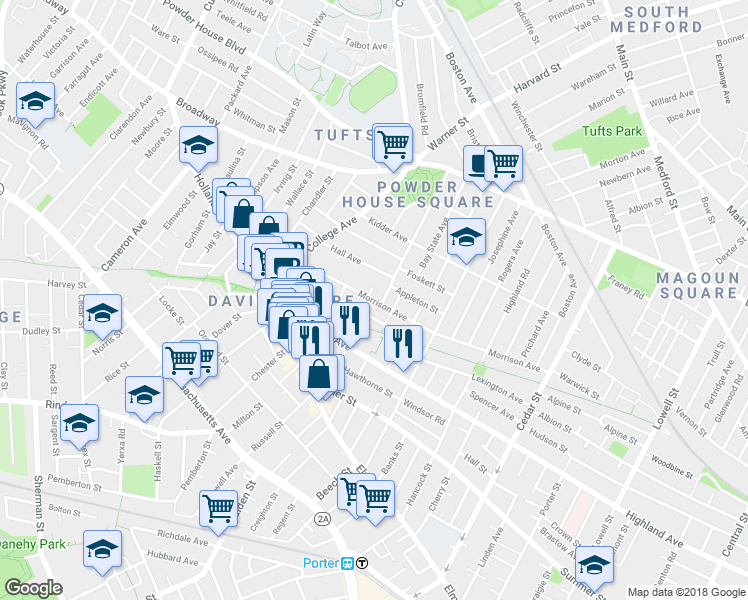 map of restaurants, bars, coffee shops, grocery stores, and more near 169 Morrison Avenue in Somerville