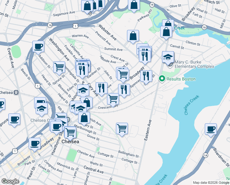map of restaurants, bars, coffee shops, grocery stores, and more near 778 Broadway in Chelsea