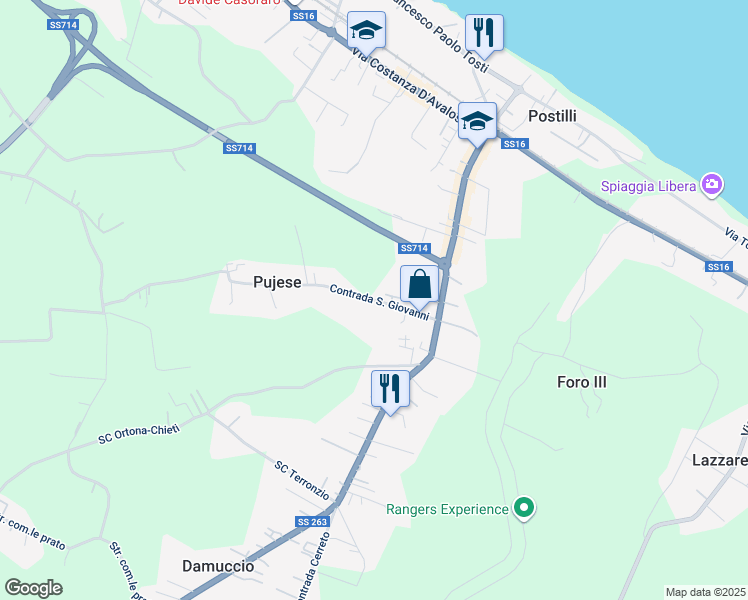 map of restaurants, bars, coffee shops, grocery stores, and more near 2E Contrada San Giovanni in Francavilla al Mare