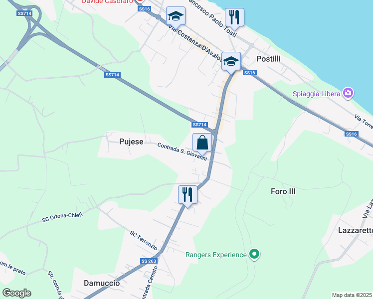 map of restaurants, bars, coffee shops, grocery stores, and more near 2E Contrada San Giovanni in Francavilla al Mare