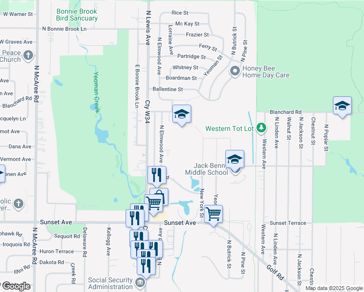 map of restaurants, bars, coffee shops, grocery stores, and more near 1680 Kayla Lane in Waukegan