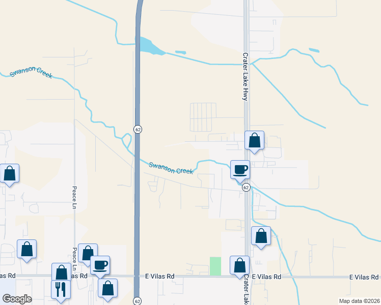 map of restaurants, bars, coffee shops, grocery stores, and more near 1011 Dillon Way in Central Point