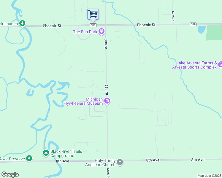 map of restaurants, bars, coffee shops, grocery stores, and more near 05888 68th Street in South Haven