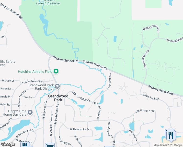 map of restaurants, bars, coffee shops, grocery stores, and more near 17925 Stearns School Road in Gurnee