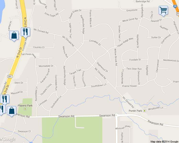 map of restaurants, bars, coffee shops, grocery stores, and more near 5985 Targee Trail in Roscoe
