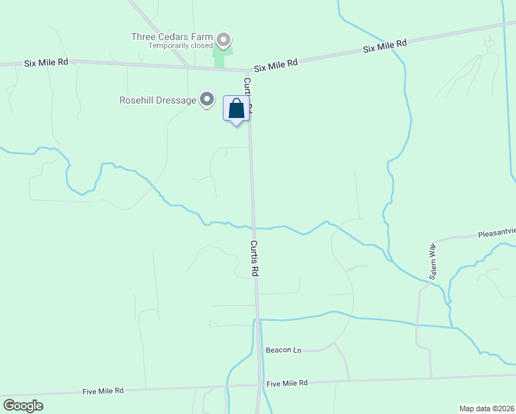 map of restaurants, bars, coffee shops, grocery stores, and more near 7566 Curtis Road in Northville
