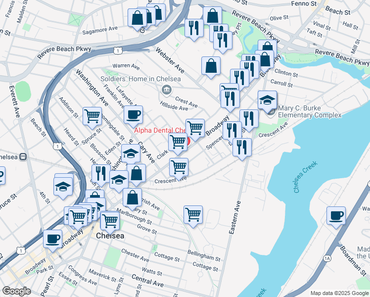 map of restaurants, bars, coffee shops, grocery stores, and more near 778 Broadway in Chelsea