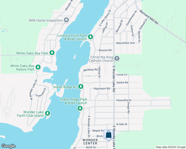 map of restaurants, bars, coffee shops, grocery stores, and more near 7516 Marblehead Road in Wonder Lake