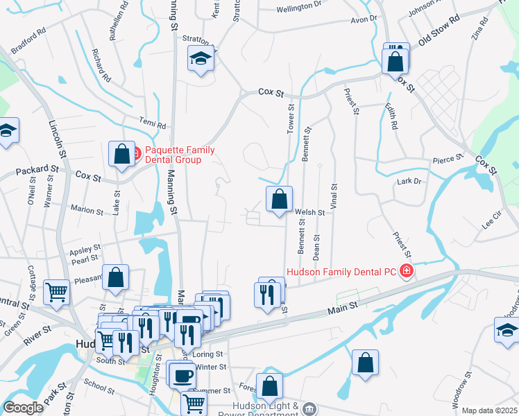 map of restaurants, bars, coffee shops, grocery stores, and more near 9 Knotts Street in Hudson