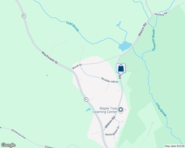 map of restaurants, bars, coffee shops, grocery stores, and more near 92 Boulder Hill Road in Holden