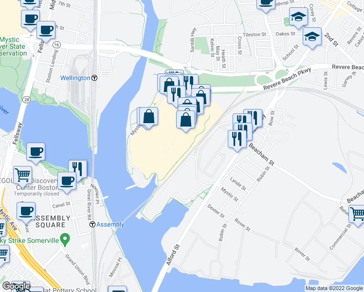 map of restaurants, bars, coffee shops, grocery stores, and more near 19 in Everett