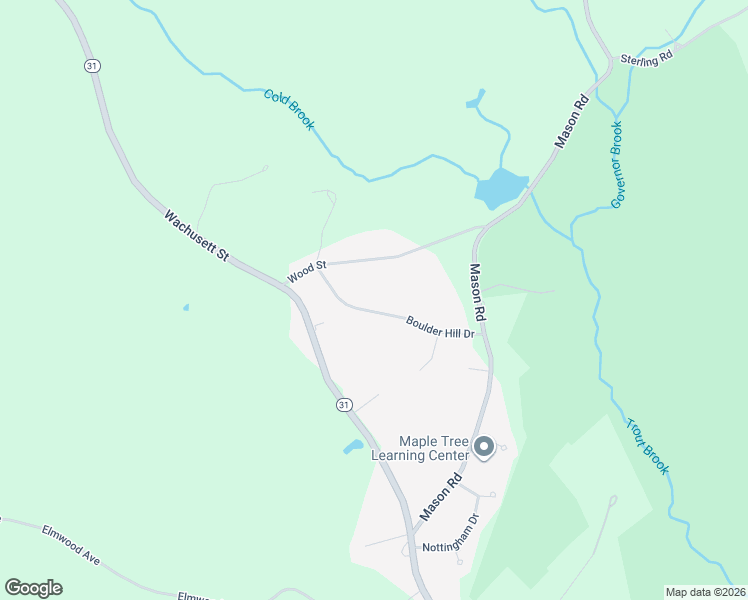 map of restaurants, bars, coffee shops, grocery stores, and more near 92 Boulder Hill Road in Holden