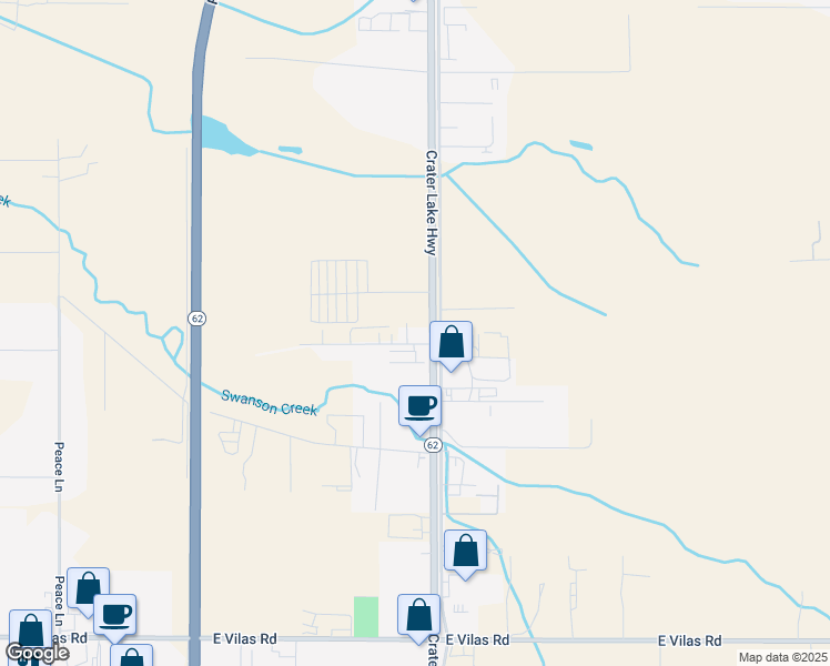 map of restaurants, bars, coffee shops, grocery stores, and more near 5434-5478 Crater Lake Hwy in Medford