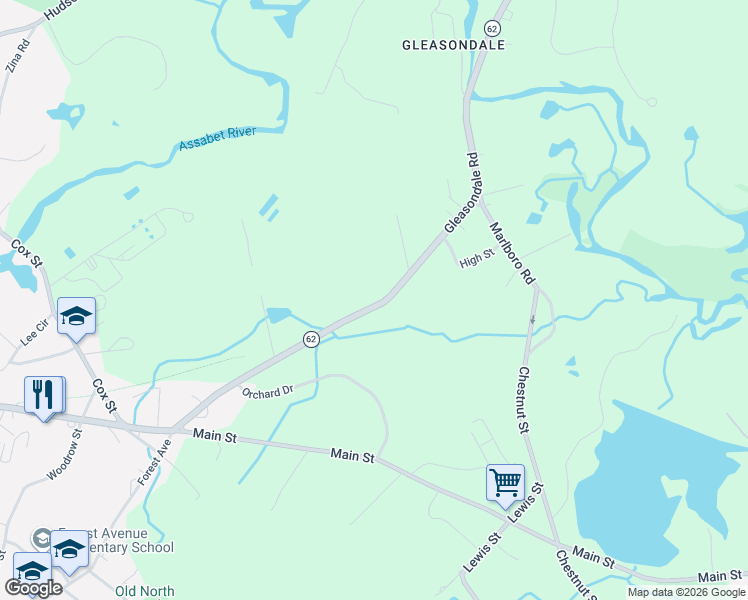 map of restaurants, bars, coffee shops, grocery stores, and more near 24 Wilkins Street in Hudson