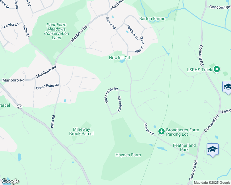 map of restaurants, bars, coffee shops, grocery stores, and more near 15 Juniper Road in Sudbury